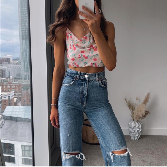 Zara Hi Rise Full Length Wide Leg Jeans - Picture 4 of 11